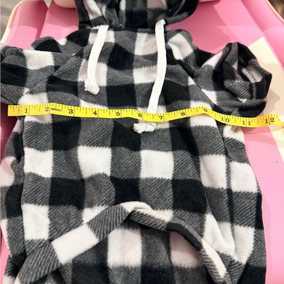 Black & White Plaid Dog Hoodie with Zipper Pocket Sz 3X - Picture 5 of 5